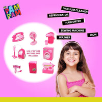 Battery Operated Household Home Appliances Play Set Toys for Kids Girls with Realistic Sound Plastic 6 Pcs Multicolor