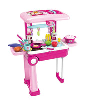 Pretend Play Little Chef Kitchen Cooking Set with Trolley Suitcase Case