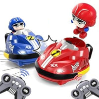Remote Control Bumper Cars Toy with Ejecting Driver | 2.4GHz RC Fighting Cars with Lights & Sound | Dual Player Battle Car Toy for Kids Boys Girls (Multicolor)