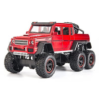 Pampam toys PamPam Die-Cast 6x6 Off-Road Vehicle Model, Red Monster Truck Toy with All-Terrain Wheels, 1:32 Scale