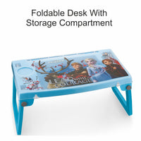 PAMPAM Study Table, Foldable Plastic Laptop Desk with Storage (Blue)