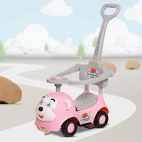 Pampam Monkey 3-in-1 Kids Ride On Car, Pink, with Parent Handle, Musical Features, 20kg Capacity