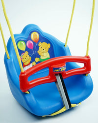 Pampam Toys Swing, Red and Yellow Baby Swing with Safety Bar, Teddy Bear Design