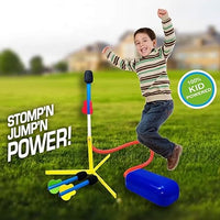 Pampam Jump Rocket Toys for Kids, 3 Foam Tipped Rockets with Whistling Sound, Stomp Launcher Outdoor Toy Set, Flying Toys, Flies Up to 46m, Non-Toxic, No Battery, Multicolour