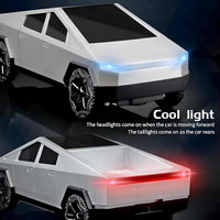 PamPam RC Cyber Truck, 1:12 Scale Remote Control Car, Rechargeable Racing Toy with LED Lights, Silver