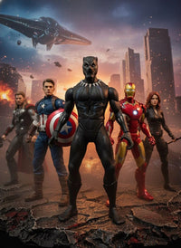 Click to see full view Pampam Toys Black Panther Action Figure, 26 cm Collectible Superhero Character Model