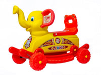Pampam Baby Elephant Rider, 2-in-1 Ride-on Toy, Non-Battery Operated, for Ages 1-5 Years, Yellow and Red