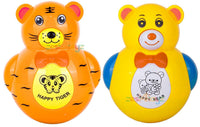 PamPam Musical Rattle Toy for Babies, Roly Poly Animal Tumbler Doll, Push n Shake Wobbling Bell, Light and Music Sound Toy for Kids, Pack of 1, Random Colour