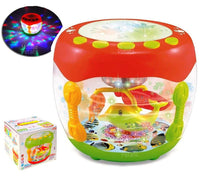 Flash Drum Music Instrument Funny Sound Rotating 3D Lights & Fishes with Music, Songs Creative