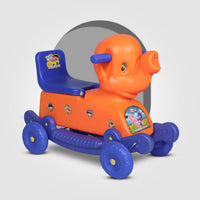 PamPam 2-in-1 Elephant Rocker and Ride-On Toy, Orange and Blue, for Ages 1-3 Years