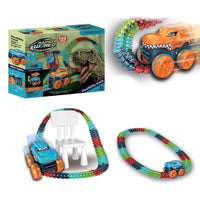 Rapid World 102 PCS Dinosaur Flexible Track Car Toy Set for Kids | Bendable DIY Race Track with Interchangeable Dino Cars | Educational STEM Playset for Boys & Girls (3+ Years)