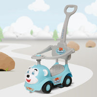 Pampam Monkey 3-in-1 Kids Ride-on Car with Parent Handle, Musical Features, Blue with Parent Handle, Musical Features, 20kg Capacity