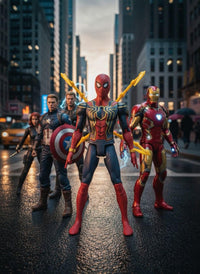 Avengers Spider-Man Action Figure, 26cm, with Gold Lightning Accessories, Red and Navy Blue Suit, Articulated Collectible Superhero Toy