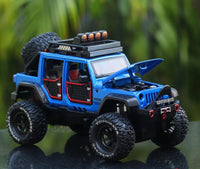 Pampam 1:24 Scale Die-Cast Jeep Model, Metal Alloy Off-Road Vehicle, Blue, Pull-Back Action, Openable Doors