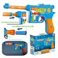 Pampam Toy Pistol for Kids, Electric Toy Gun with Light and Sound, Transparent Gear Gun, 3+ Years