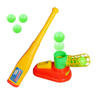 Pampam Toys Automatic Baseball Pitcher Toy Set, Plastic Bat and 3 Balls, Multicolor