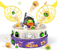 Pampam B.Duck Halloween Bounce and Catch Game for Kids, Interactive Rotating Board Game with Duck Toys, Ghosts and Pumpkins, Family Party Game for Ages 3-7