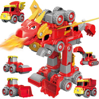 5 in 1 Kids Disassembly Engineering Car Dinosaur Toy, Lights Music Engineering Car Disassembly Dinosaur, Car Disassembly Dinosaur Toy for 4-8 Years Olds