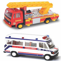PamPam Emergency Vehicle Toy Set, Ambulance and Fire Truck with Pull Back Action, Kids Toys Age 3-5 Years