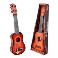 PAMPAM Guitar Toy, 4 Strings Acoustic Musical Instrument for Kids, 22 cm, Brown