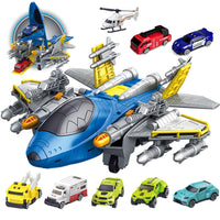 The Pampam Toys Mega Transport Airplane Car Carrier Playset – Multi-Functional Rescue Cargo Aircraft with Launchable Missiles, 6 Mini Die-Cast Vehicles & Helicopter – Interactive Toy for Kids, Boys & Girls Ages 3+