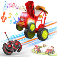 Pampam Toys Crazy Jumping Car Toy | Remote Control Stunt Car for Kids with LED Lights & Music, Rechargeable Wireless RC Toy, Red (Ages 3-12)