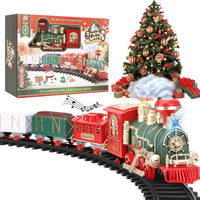 Large Christmas Train Set - Electric Train Toys w/Xmas Sounds, Smokes & Lights, Toddler Train Sets for Kids w/Locomotive Engine, 3 Cars & 16 Tracks, Christmas Train Sets for Around The Tree