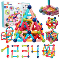 Magnetic Stick Building Blocks Brain Games for Kids Toys for Girls 3 + Years 4 5 6 8 10 12 to 14 Old with Magnet Balls and Sticks STEM Learning Educational Magnetic Toys for Boys - 64 Pcs