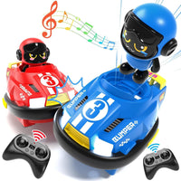 Pampam Remote Control Bumper Cars Set, 2-Pack Musical RC Cars with Action Figures, Interactive Toys for Children 3-8 Years, Blue and Red