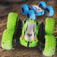 Pampam  Toy Stunt RC Vehicle Toy, Light Up, 360° Spinning, Double Sided, Remote Control, Blue and Green