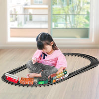 Pampam Christmas Train Set, Electric Battery-Operated with Lights & Sound, 4 Cars and Tracks, Train Toy for Tree