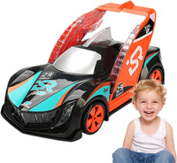 Futuristic Stunt Racing Car with Built-in Roller Coaster Tracks, LED Lights & Music – High-Speed Battery Operated Toy Car for Kids