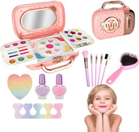 Beauty Set Gift Toys for Girls Makeup Kit Attechi Set Washable Make up for Kids Princess Cosmetic Real Beauty Set Role Play (Pink)