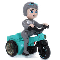 Pampam Toys Stunt Tricycle Bump & Go 360 Degree Rotating Spot Stunt Motorcycle Toy with Flashing Light, Sound, Musical Bicycle for Kids, Multicolor, Pack of 1