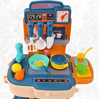 Pampam Toys 2 in 1 Kitchen Playset for Kids, School Bag Type Portable Pretend Food Cooking Role Play Set