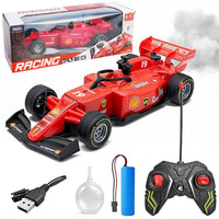 Remote Control Formula Racing Car Toy for Kids – RC F1 Style Car with LED Lights, Realistic Racing Sound & Mist Spray Effect, Steering Controller, USB Rechargeable Battery, Boys & Girls
