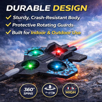 Pampam Toys S1 Interstellar Fighter Plane RC Drone with 2.4GHz Control, 360° Surround Stunts, and LED Lighting