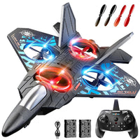 Pampam Remote Control Fighter Jet Airplane for Kids Adults 4-8, RC Plane with LED Lights, 360° Flip Stunt Roll, Gravity Sensing, 2 Batteries