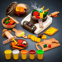 Clay Dough for Kids | Kitchen Set for Girls | Clay Cooking Toy with Induction Cooker | Food Maker Modelling Clay Set | Pretend Play Toys for Girls & Boys 8 Years+ (22 Pieces) - Multicolor