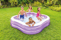 Pampam Toy Family Inflatable Swimming Pool, 229 x 229 x 56 cm, Blue and White, Wave Design