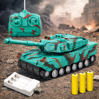 Pampam RC Battle Tank Toy for Kids with Lights and Sound, Military Vehicle, Rechargeable Batteries, 4 Function, Blue, ABS Plastic, Ages 8 and Up