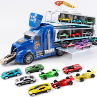Truck Toys for Kids, 16 Die-Cast Metal Toy Cars，Toy Truck Gift for Boy Age 3 4 5 Years Old(Blue)