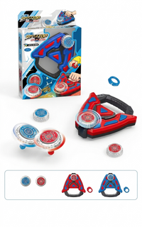 High-Speed String Pull Battle Gyro Set | Heavy-Duty Metal Spinning Top Toy with Ergonomic Grip Launcher for Kids (Blue)