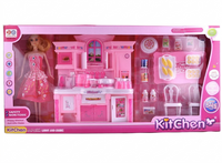 Deluxe Pink Kitchen Playset with Fashion Doll – Light & Music Effects, Pretend Play Toy Set for Kids (Ages 3+)