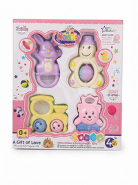 Pampam Toys Nonny Series Baby Safe Rattle & Teether Educational Development Toys Set (4 Pcs)