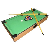 Two light-colored wooden pool cues are shown horizontally on a solid green background. Both cues have a black, patterned grip area in the middle and a black tip.