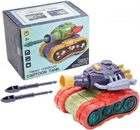 Light Sound Mini Cartoon Army Tank Truck Car Vehicles with Launcher, Universal Omnidirectional Motion Car Toy, Multicolor