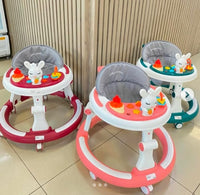3-in-1 Interactive Baby Walker with Activity Tray, High-Back Padded Seat, and Cute Bunny Toy – Foldable Multi-Functional Activity Walker for Infants and Toddlers (Multicolor)