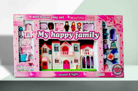 My Happy Family Foldable Doll House Play Set with Sound & Light – 2-Story Princess Castle Villa with Miniature Furniture Accessories, Action Figures, and Interactive Lights for Kids & Girls Ages 3+