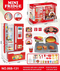 Mini Fridge & Pizza Oven Play House Set – Interactive Kitchen Toy with Lights, Sound & Steam